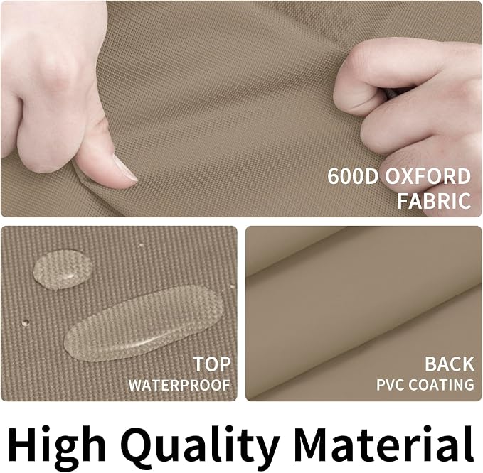 Easy-Going 600D Heavy Duty Rectangular Table Cover UV Resistant and Waterproof Outdoor Lawn Patio Furniture Cover (72" Lx44 Wx23 H, Camel/Dark Brown) - Image 3