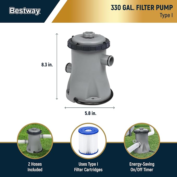 Bestway Steel Pro MAX 10' x 30" Above Ground Pool, Round Metal Frame Outdoor Swimming Pool Set with Filter Pump & Type I Cartridge, Gray - Image 7