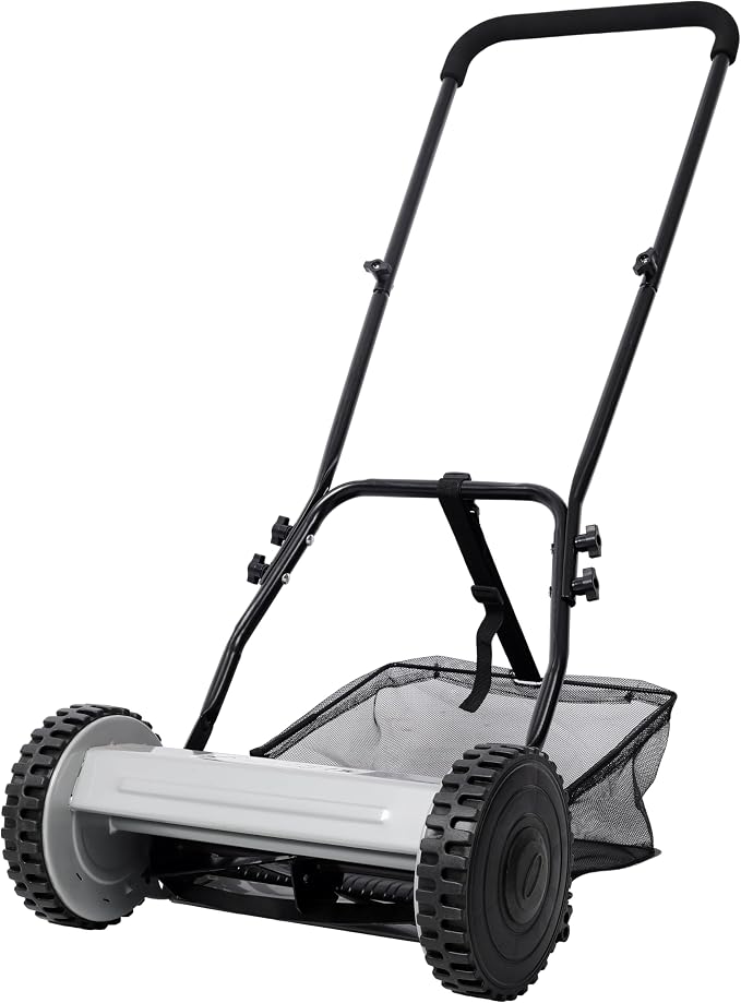 14-Inch 5-Blade Push Reel Lawn Mower with Grass Catcher Steel Gray,Eco-Friendly Manual Grass Cutter for Small to Medium Yards,Precision Cutting & Easy Maneuverability - Image 6
