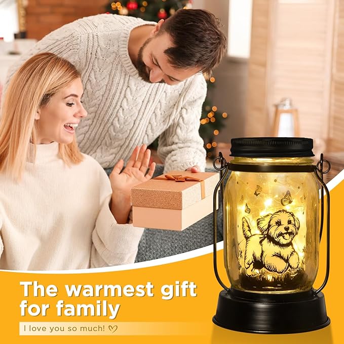 Maltese Dog Gifts for Women/Men Maltese Solar Lanterns Birthday Dog Lovers Lantern Pet Loss Dog Memorial Lights Solar Garden Decoration for Yard, Patio,Backyard,Porch Torches Light