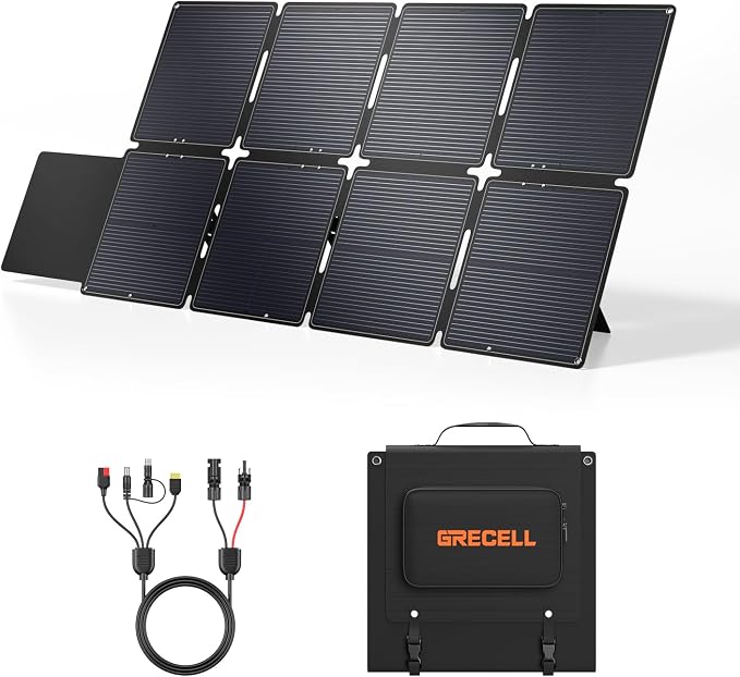 GRECELL 240W Portable Solar Panel for Power Station, Ultra Light Foldable Solar Panel Kit, 25% High Efficiency, IP65 Waterproof, Solar Charger for Outdoor Camping RV Boat Home Backup Power, Off-Grid by GRECELLPOWERSTATION