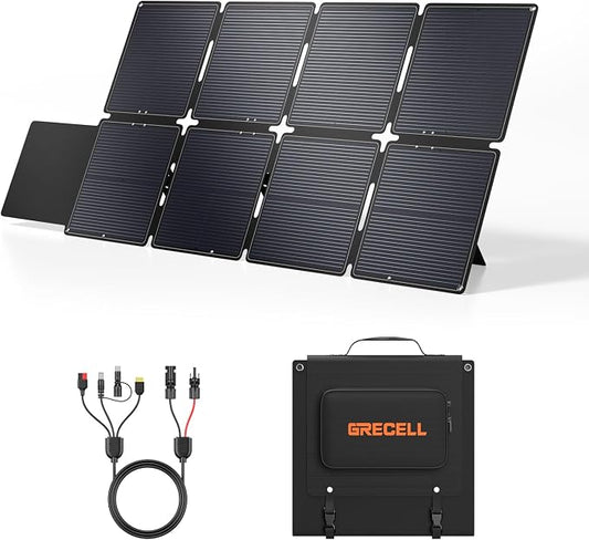 GRECELL 240W Portable Solar Panel for Power Station, Ultra Light Foldable Solar Panel Kit, 25% High Efficiency, IP65 Waterproof, Solar Charger for Outdoor Camping RV Boat Home Backup Power, Off-Grid by GRECELLPOWERSTATION