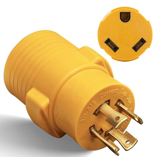 MECMO NEMA L14-30P to TT-30R 30 Amp RV Generator Adapter, 4 Prong Locking 120/240V L14-30P Generator Plug to TT-30R 30A RV Outlet, Transfer Switch Ready Portable Generator Power Adaptor w/ ETL Listed by MECMO