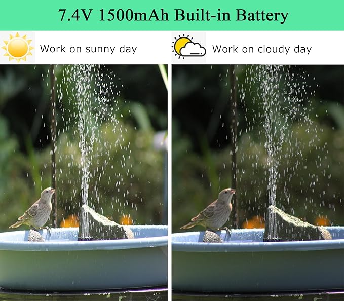 Lewisia Battery Backup Solar Fountain Pump with LED Light 3-Tier Bird Bath Water Pump Garden Backyard Pond Pool Outdoor Decoration 6W