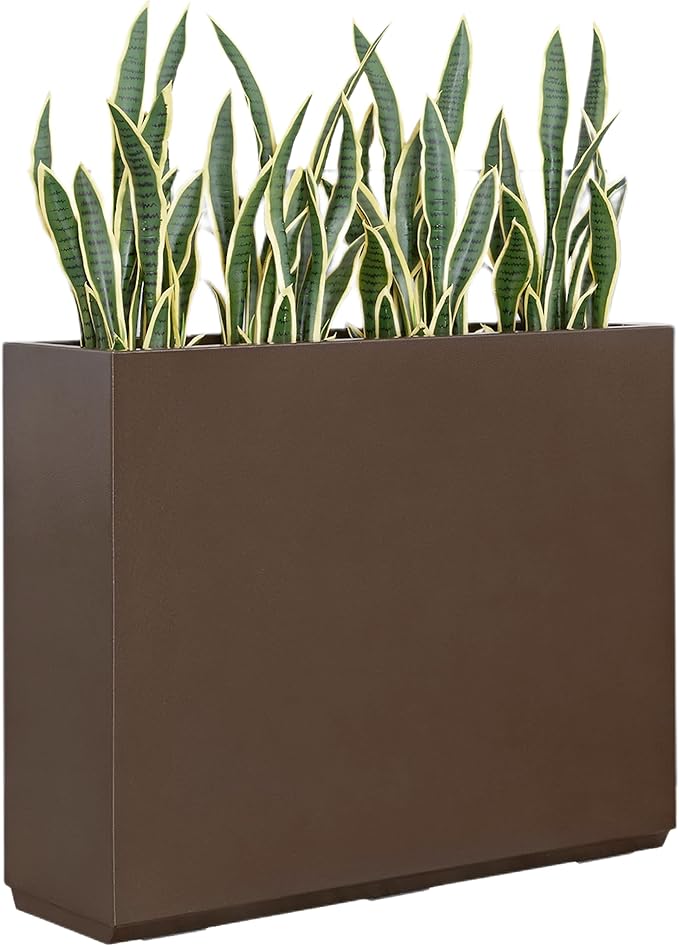 Wallowa Metallic Heavy Planter for Outdoor Plants, 38Lx10Wx30H Inches Tall and Long Metal Divider Planter Box for Outside & Indoor, No Assembly Required (Espresso)