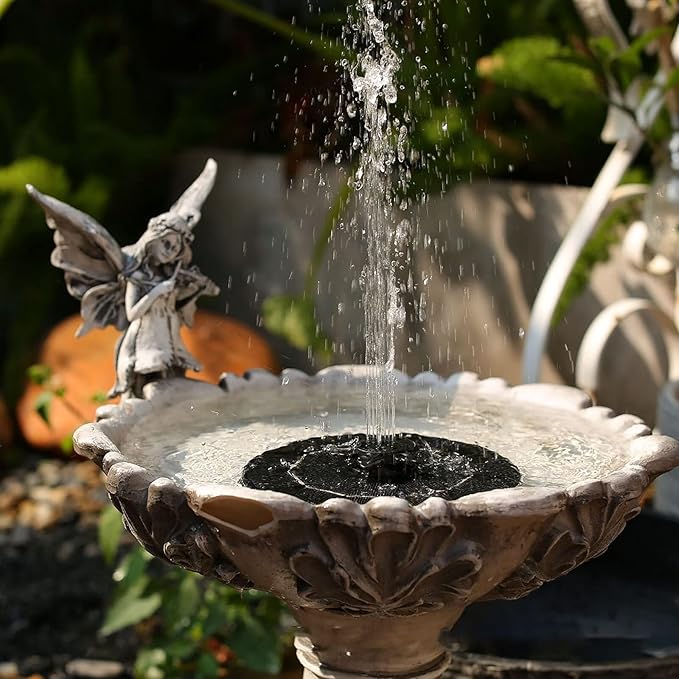 Solar Fountain, Solar Powered Bird Bath Fountain Pump with 4 Nozzles 1.4W Solar Panel Kit Water Pump, Outdoor Watering Submersible Pump for Pond, Pool, Garden, Fish Tank