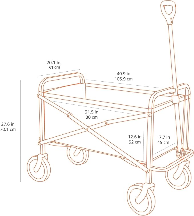 Amazon Basics Collapsible Heavy Duty Utility Wagon for Outdoor Sports, Camping, Garden, and Pets, Portable with Handle, 265 pounds Weight Capacity, 27.6 x 40.9 x 20 inches, Red - Image 5