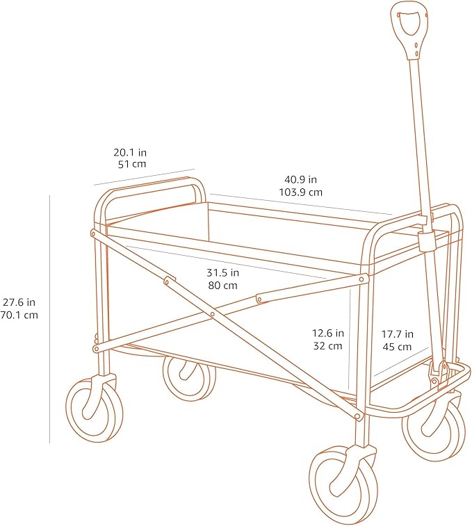Amazon Basics Collapsible Heavy Duty Utility Wagon for Outdoor Sports, Camping, Garden, and Shopping, 265 Pounds Capacity, 27.6 x 40.9 x 20 inches, Black - Image 5