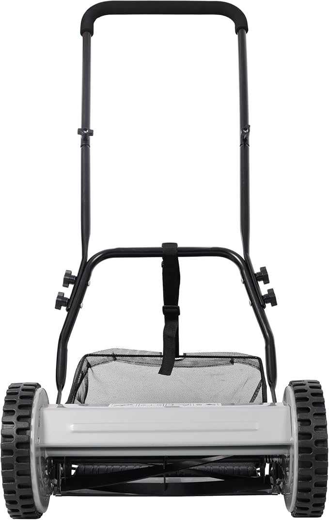 14-Inch 5-Blade Push Reel Lawn Mower with Grass Catcher Steel Gray,Eco-Friendly Manual Grass Cutter for Small to Medium Yards,Precision Cutting & Easy Maneuverability - Image 7