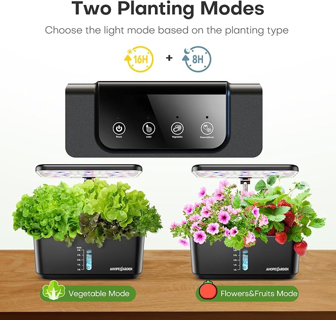 Ahopegarden Indoor Garden Hydroponics Growing System: 10 Pods Plant Germination Kit Herb Vegetable Growth Lamp Countertop with LED Grow Light - Hydrophonic Planter Grower Harvest Lettuce - Image 5