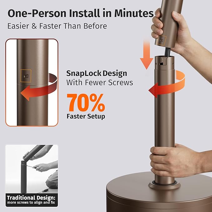 EAST OAK Upgraded 50,000 BTU Propane Patio Heater, Outdoor Heater with Enhanced Burner Head, One-Touch Ignition, Quick Snap-Fit Assembly, Round Table Design for Garden, Balcony, Backyard