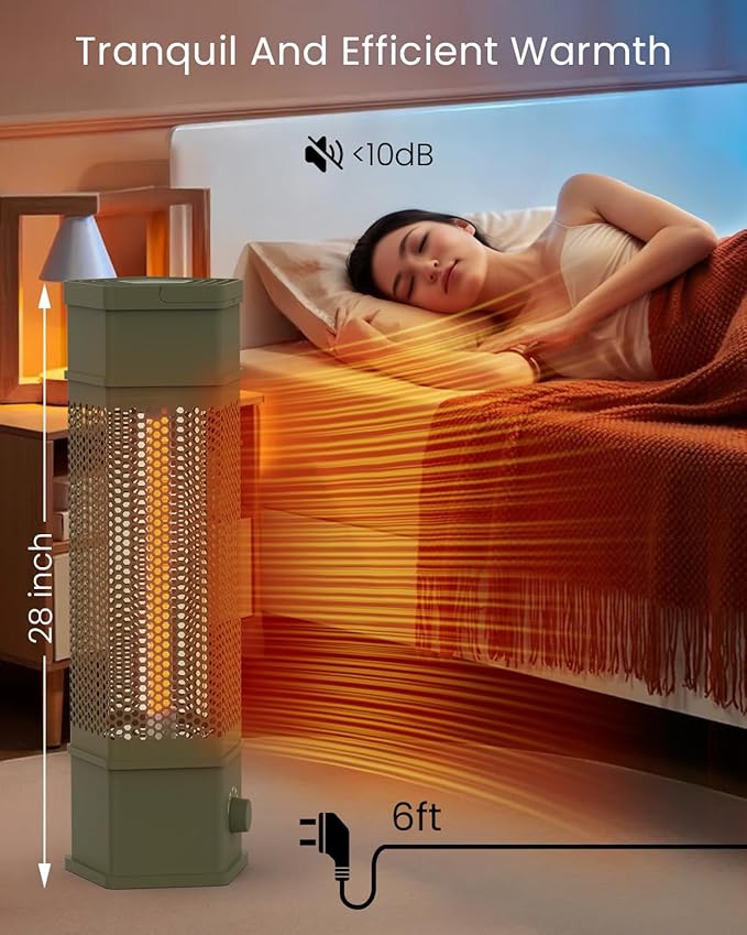 Electric Patio Heater Outdoor Indoor Use, 360°All-round Heating, 1500W Infrared Tower Heater, Tip-Over & Overheat Protection Portable Space Heater for Large Room, Backyard, Home