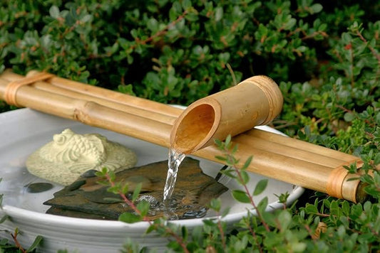 18” Bamboo Fountain Kit – Three Arm Spout with Quiet Pump for Indoor/Outdoor Bowl Fountains – Container Not Included | Natural Bamboo Water Feature for Zen Garden, Patio & Home Décor