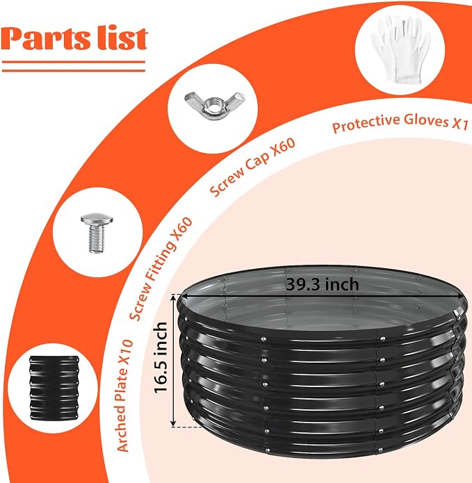 YSEJOMP 40 Inch Round Galvanized Fire Pit Ring/Fire Ring - Foldable and Perfect for Outdoor Gatherings and Campfires in The Yard/Garden/Park/Beach (Black+Gray, 3.3 FT Diameter+1.5 FT Tall) - Image 7
