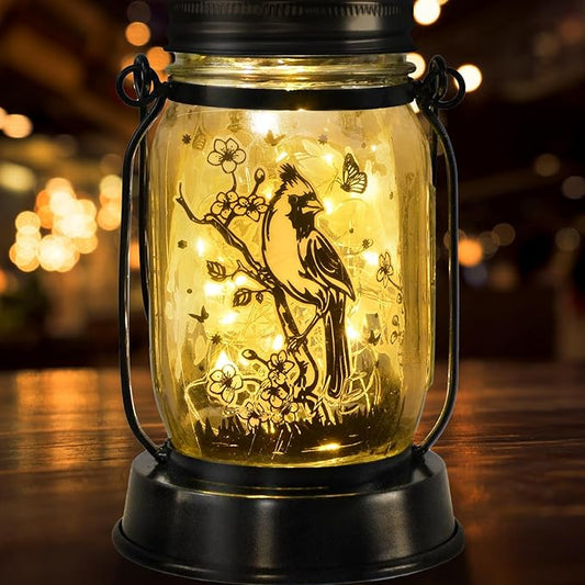 kyoryuger Cardinal Gifts for Women/Men Cardinal Solar Lanterns Mom Grandma Birthday Present Lantern Memorial Lights Solar Garden Decoration Outside for Yard, Patio,Backyard,Porch Torches
