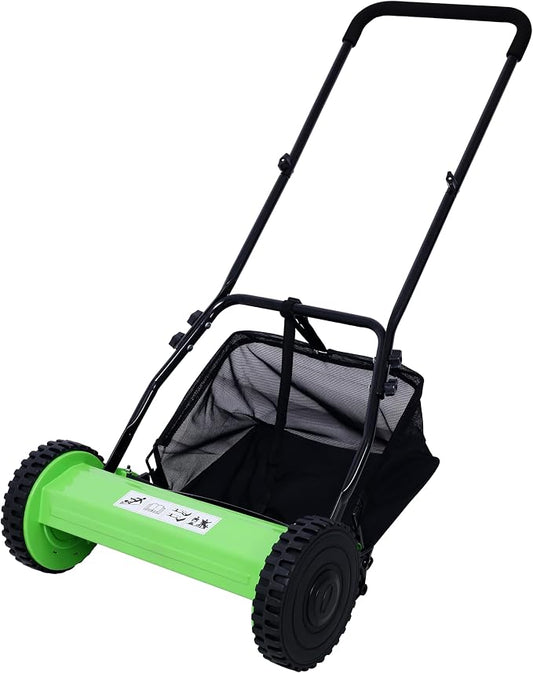 16-Inch 5-Blade Push Reel Lawn Mower with Grass Catcher (Green) by Unknown
