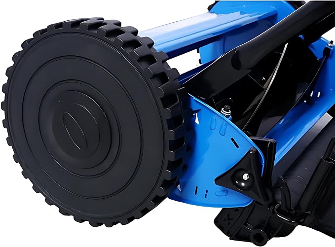 14-Inch 5-Blade Push Reel Lawn Mower with Grass Catcher, Blue - Adjustable Height Precision Cutting, Eco-Friendly Manual Lawn Mower with Durable Steel Blades for Lawn Maintenance - Image 6
