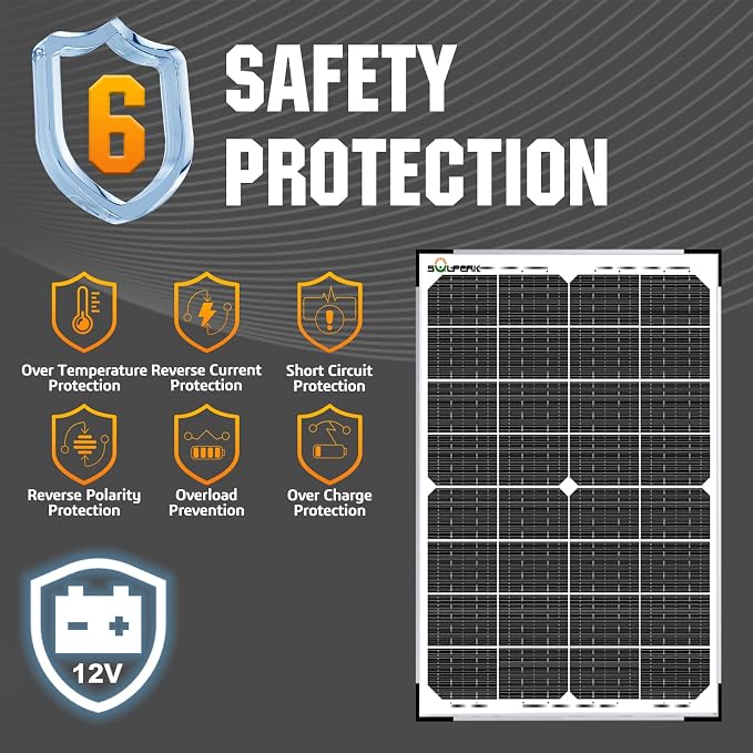 SOLPERK 30W Solar Battery Charger Solar Battery Maintainer + Upgrade 10A MPPT Charge Controller + Adjustable Mount Bracket for Car RV Boat Motorcycle，12V Waterproof Solar Panel Kit Trickle Charging - Image 2