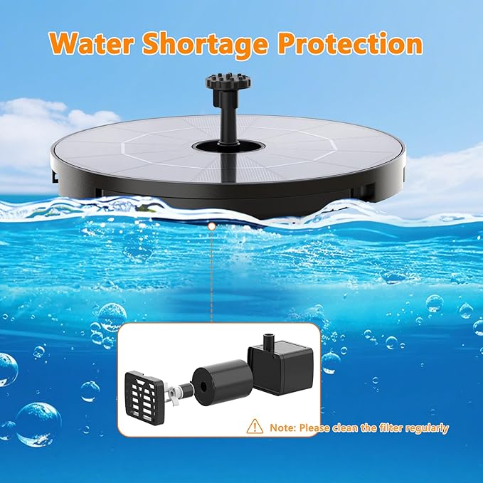 AISITIN Solar Fountain Pump with Windmill & 6 Nozzles & 3 Fixed Bracket, DIY Solar Bird Bath Fountain Built-in 1000mAh Battery for Outdoor, Garden, Pond, Pool, Backyard and Bird Bath