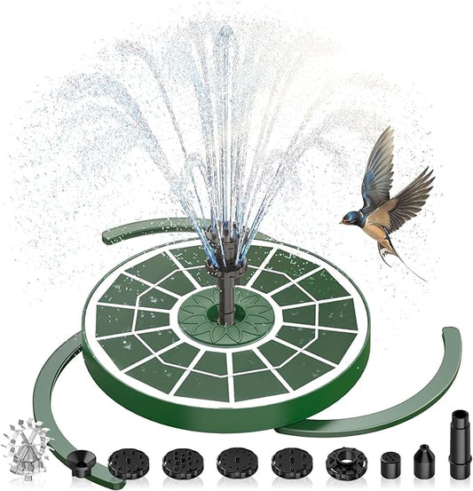 AISITIN 3.5W Solar Fountain for Bird Bath Upgraded 2026, Solar Powered Bird Bath Fountain with 3 Anti-Drift Bracket & Windmill 8 Nozzles & Glass Panel for Garden, Courtyard, Pond, Pool (Geeen)