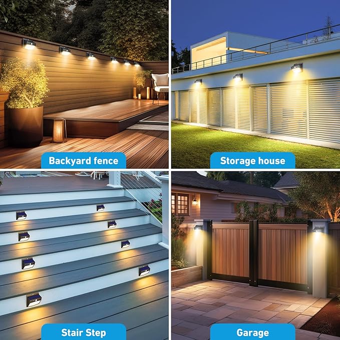 Peasur Solar Outdoor Lights, [4 Packs] Motion Sensor Security Lights with 3 Lighting Modes Wall Lights Waterproof Solar Powered Lights for Garden Yard, Warm