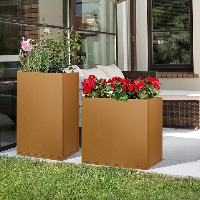 36"x12"x28" Corten Steel Planter Box, Rustic Metal Planter with Drainage Holes, Rust & Weather Resistant for Patio Garden Indoor Outdoor Commercial Use
