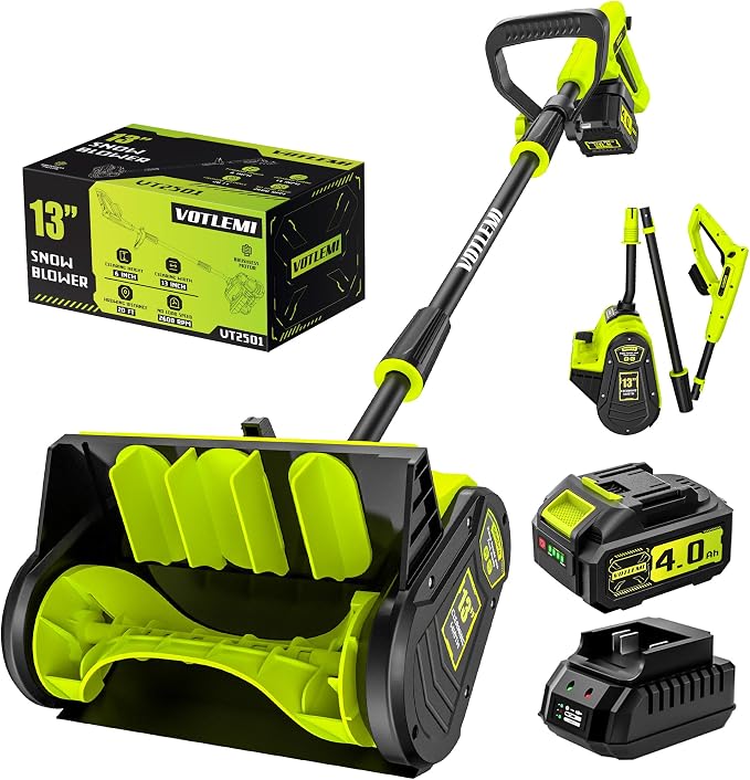 40V Cordless Snow Shovel, 13 Inch 4.0Ah Electric Snow Shovel with Directional Plate, Brushless Cordless Snow Blower for Pathway, Patio, Deck, Driveway, Green by Unknown