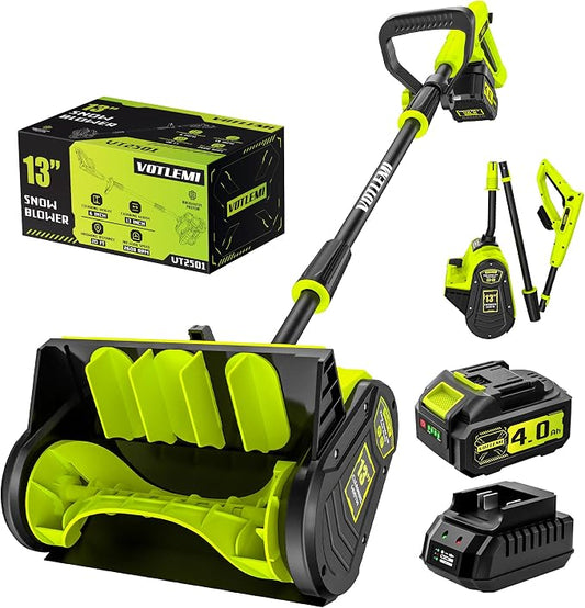 40V Cordless Snow Shovel, 13 Inch 4.0Ah Electric Snow Shovel with Directional Plate, Brushless Cordless Snow Blower for Pathway, Patio, Deck, Driveway, Green by Unknown