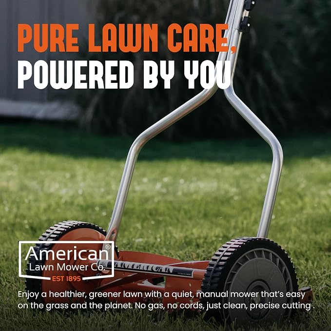American Lawn Mower Company 1204-14 14-Inch 4-Blade Push Reel Lawn Mower, Red - Image 2
