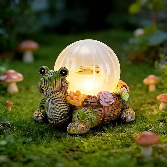 Mini Solar Turtle Statue Lights for Garden Decor with LED Outdoor Figurine Lighting Resin Succulent Tortoise Decorations for Patio Lawn Yard Home Valentine Mom Wowen Gifts