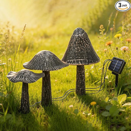 Solar Lights Outdoor Decor, Solar Metal Mushroom Yard Decorations Outdoor, IP65 Waterproof Garden Decor, Gifts for Women Mom, for Yard Patio Lawn Pathway Landscape