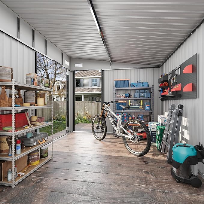 Aoxun 9.4' x 7.3' Shed 360 CU.FT Outdoor Waterproof Storage Shed with Triple Lockable Door Garden Metal Tool Shed for Outside - Image 3