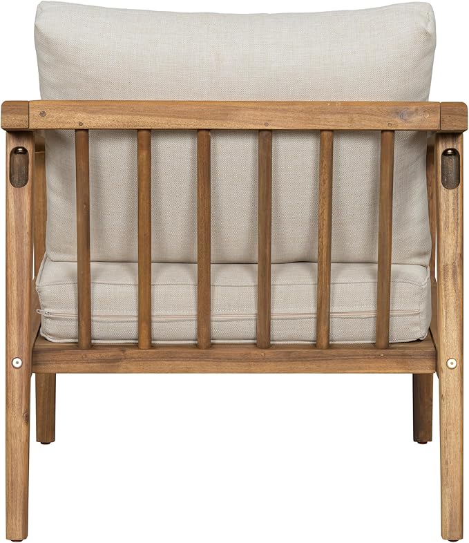 Christopher Knight Home Dena Patio 4-Piece Conversation Set, Outdoor 4-Seater Acacia Wood Sofa Chat Set,Garden Furniture,Loveseat,Coffee Table,Set of 2 Club Chairs, Removable Cushions, Teak+ Beige