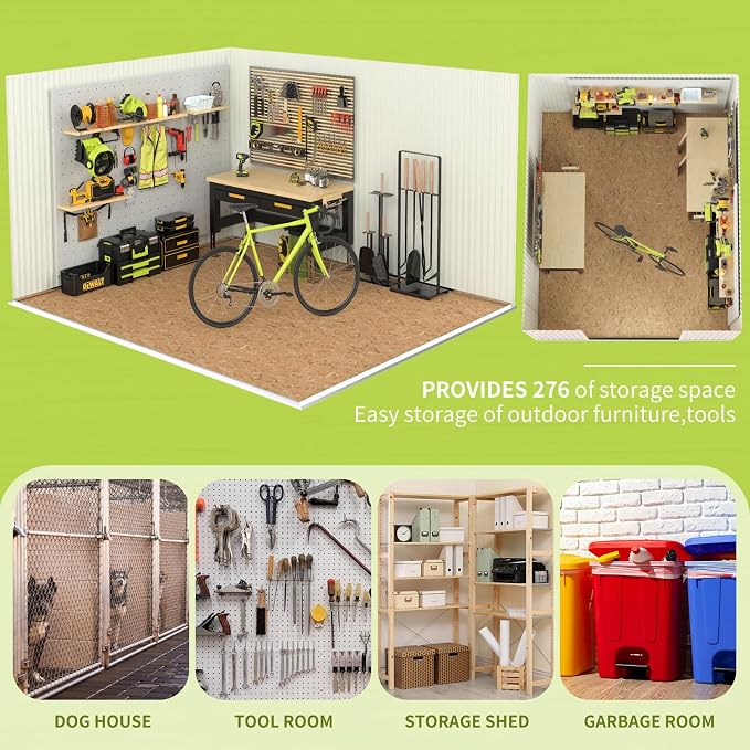 10x14 FT Outdoor Storage Shed,Metal Tool Sheds,Waterproof Outside Storage Shed,Large Storage Building with Lockable Door - Image 6