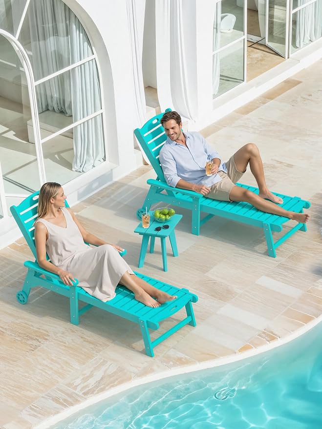 Outdoor Side Table, HDPE Weather Resistant Small Patio Table for Porch and Balcony, 200 LBS Capacity Heavy Duty Small Outdoor Table for Backyard and Pool, Easy Maintenance, Aruba Blue - Image 5