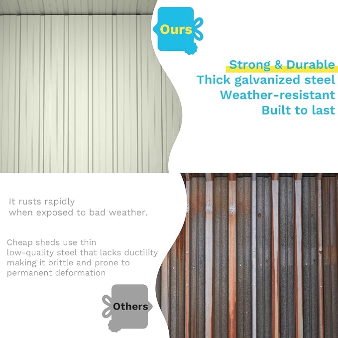 Greesum Outdoor Storage Shed 5 x 3 ft. Utility Tool Shed Metal Storage Garden Shed with Door & Lock for Patio Storage, Brown - Image 5