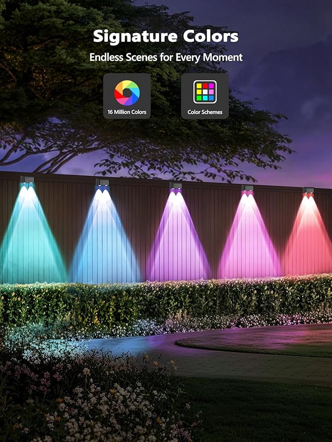 Brizled Smart Outdoor Fence Lights, 12 Lamps Tunable White + RGB Deck Lights APP Controlled Compatible with Alexa & Google Home, Music Sync Fence Outdoor Lighting for Garden Backyard Yard Home Decor