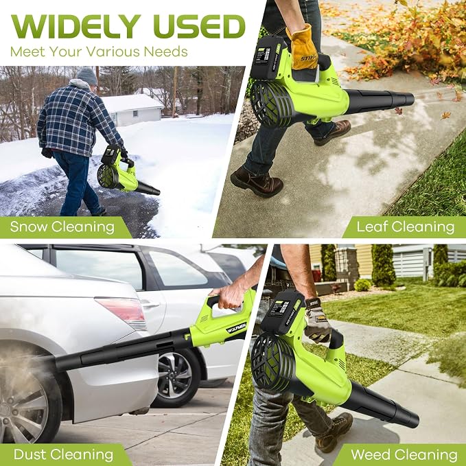 Leaf Blower, Electric Cordless Leaf Blower with 2 Batteries and Charger, 2 Speed Mode, Lightweight Cordless Blower for Blowing Leaves, Patio Cleaning, Blowers for Lawn Care and Dust - Image 7