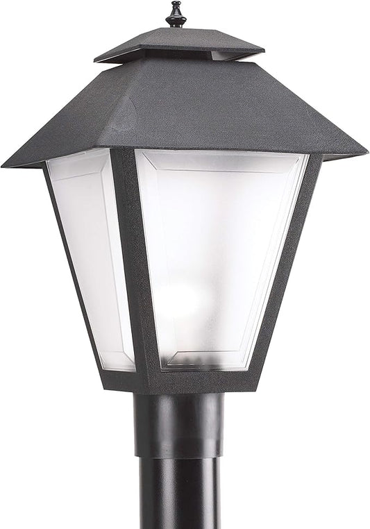 Generation Lighting 82065-12 Polycarbonate One-Light Outdoor Post Lantern Outside Lighting, Black Finish