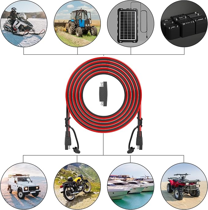 OYMSAE 25Feet SAE Extension Cable Quick Disconnect Connector 16AWG for Automotive, Solar Panel, Charging Adapter (25FT) - Image 6