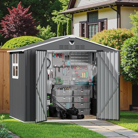 Metal Storage Shed with Window 8x6 FT,Outdoor Storage Building,Large Backyard Sheds,Waterproof Outside Storage Sheds by Sannwsg