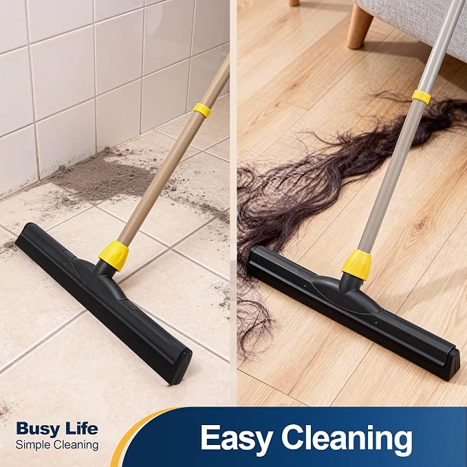 Yocada Floor Squeegee Scrubber Adjustable Telescopic Pole Heavy Duty Household Broom EVA Foam Blade for Garage Courtyard Shower Bathroom Floor Marble Glass Tile Water Foam Cleaning - Image 8