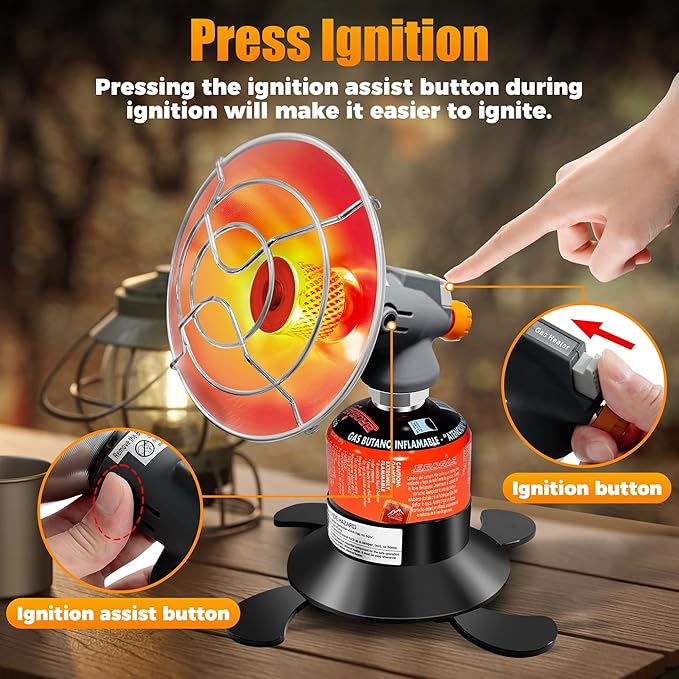 Propane Heater 8500BTU Portable Camping Gas Heater Tent Heater with Reinforced Base Propane Gas Tank Holder for Outdoor Camping Tent Garage Fishing