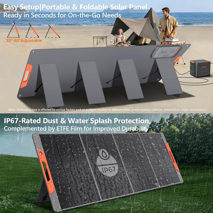 SOKIOVOLA 400W Portable Solar Panel for EF/Jackery/Bluetti/Anker Power Station,Ultra-Lightweight ETFE Foldable Solar Panel,25% High Efficiency,MC4 Output,for Outdoor Camping, Emergency Power Supply - Image 4