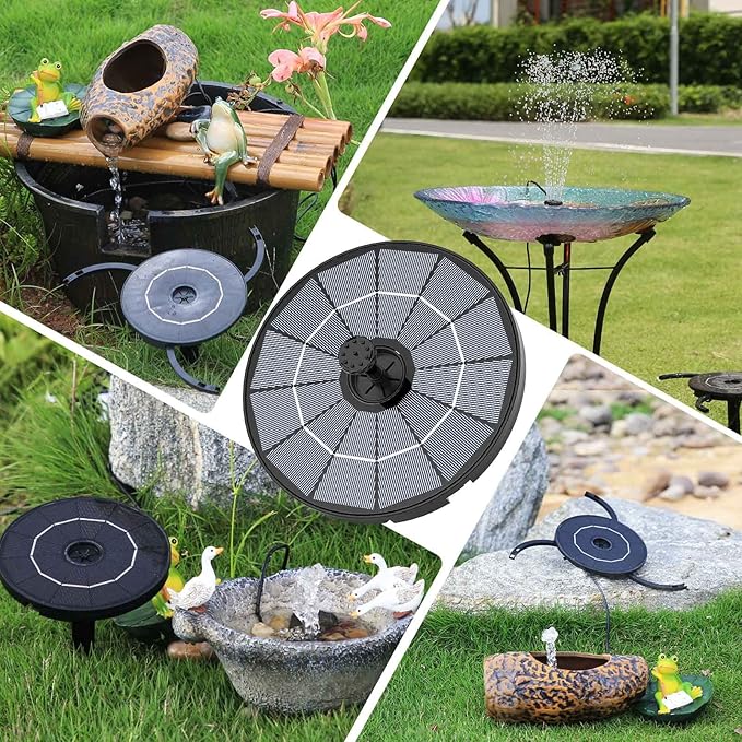 AISITIN 2.8W Solar Fountain Pump for Bird Bath Upgraded 2026, Floating Solar Powered Water Fountain Built-in 1000mAh Battery with 7 Nozzles & 3 Integrated Bracket for Bird Bath and Outdoor Garden