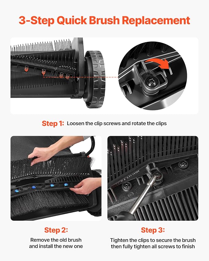 VEVOR 3 Packs Lawn Sweeper Brush Replacement, Compatible with VEVOR 30 in Lawn & Leaf Collector Sweepers, Yard Sweeper Brush Paddle with Durable V-Shaped Bristles for Easy Grass Leaf Cleanup - Image 6
