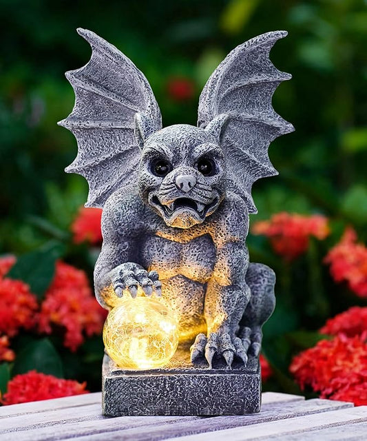 Gargoyle Statue for Garden Decor: Gothic Outdoor Dragon Figurines Sculpture with Ball for Lawn Patio Yard Balcony - Best Gifts for Mom Grandma Women