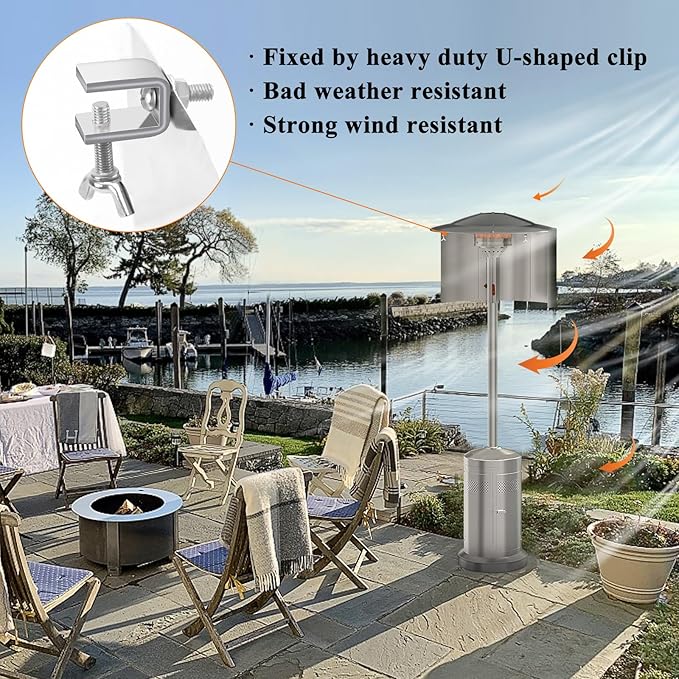 Patio Heater Reflector Shield, Heating Reflector, Heat Focusing Reflector for Round Natural Gas and Propane Patio Heaters Outdoor, 15" Height