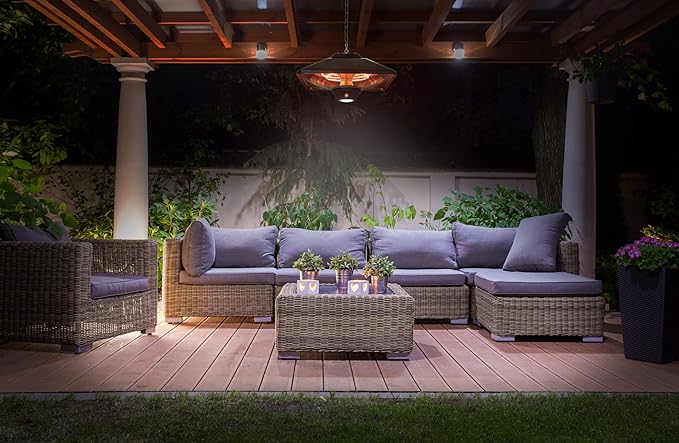 EnerG+ Hanging Infrared Electric Outdoor Heater with LED and Remote