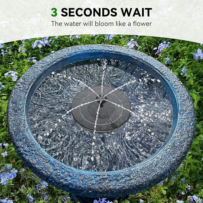 Solar Bird Bath Fountain Pump,Upgrade Solar Water Fountains for Bird Bath Small Solar Fountain with 8 Nozzles,Solar Water Birdbath Fountains for Outdoors-2.5W